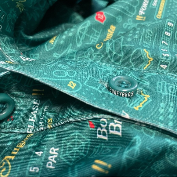 Bogey Bros Men’s XXL Augusta Green Polo Golf Shirt Retired Print - Picture 6 of 9